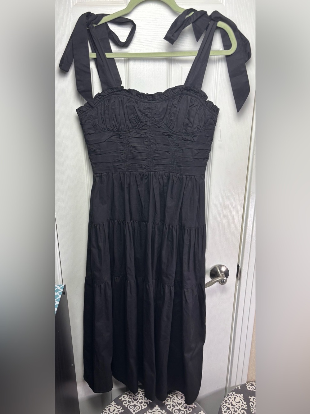 Sofie the Label Black Tie-Shoulder Tiered Midi Dress - Picture 2 of 16
